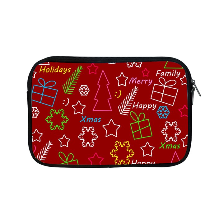 Red Xmas pattern Apple iPad Mini Zipper Cases