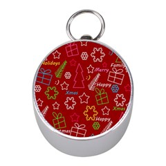 Red Xmas Pattern Mini Silver Compasses by Valentinaart