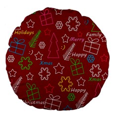 Red Xmas Pattern Large 18  Premium Flano Round Cushions by Valentinaart