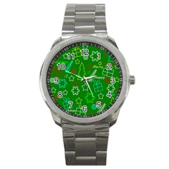 Green Xmas Pattern Sport Metal Watch by Valentinaart