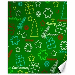 Green Xmas Pattern Canvas 16  X 20   by Valentinaart