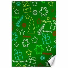 Green Xmas Pattern Canvas 20  X 30   by Valentinaart