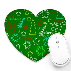 Green Xmas Pattern Heart Mousepads by Valentinaart