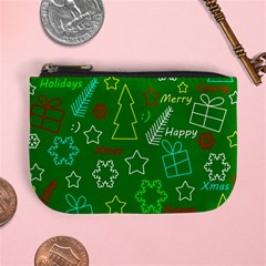 Green Xmas Pattern Mini Coin Purses by Valentinaart