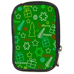 Green Xmas Pattern Compact Camera Cases by Valentinaart