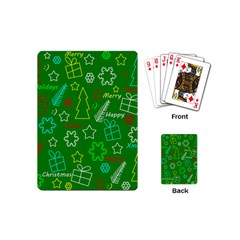 Green Xmas Pattern Playing Cards (mini)  by Valentinaart