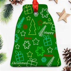 Green Xmas Pattern Bell Ornament (2 Sides) by Valentinaart