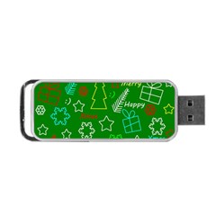 Green Xmas Pattern Portable Usb Flash (two Sides) by Valentinaart