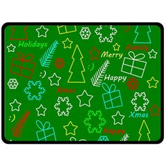 Green Xmas Pattern Double Sided Fleece Blanket (large)  by Valentinaart