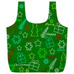 Green Xmas pattern Full Print Recycle Bags (L)  Back