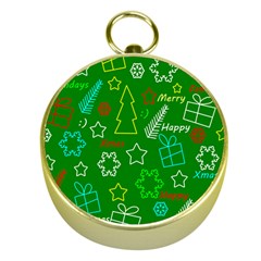 Green Xmas Pattern Gold Compasses by Valentinaart