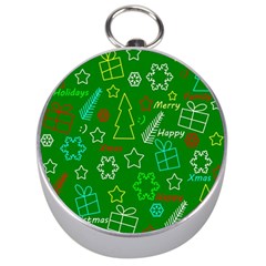 Green Xmas Pattern Silver Compasses by Valentinaart