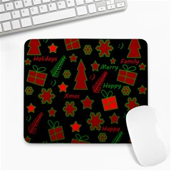 Red And Green Xmas Pattern Large Mousepads by Valentinaart