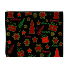 Red And Green Xmas Pattern Cosmetic Bag (xl) by Valentinaart