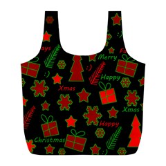 Red And Green Xmas Pattern Full Print Recycle Bags (l)  by Valentinaart