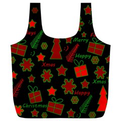 Red And Green Xmas Pattern Full Print Recycle Bags (l)  by Valentinaart