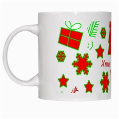 Red And Green Christmas Pattern White Mugs by Valentinaart