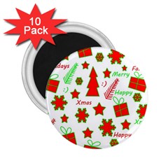 Red And Green Christmas Pattern 2 25  Magnets (10 Pack)  by Valentinaart