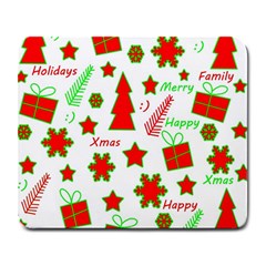 Red And Green Christmas Pattern Large Mousepads by Valentinaart