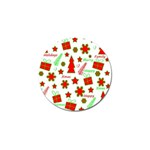 Red and green Christmas pattern Golf Ball Marker (10 pack) Front