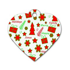 Red And Green Christmas Pattern Dog Tag Heart (one Side) by Valentinaart