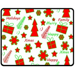 Red And Green Christmas Pattern Fleece Blanket (medium)  by Valentinaart