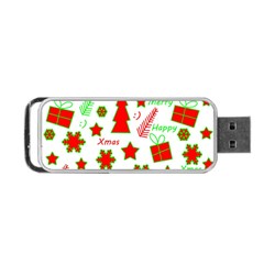 Red And Green Christmas Pattern Portable Usb Flash (two Sides) by Valentinaart