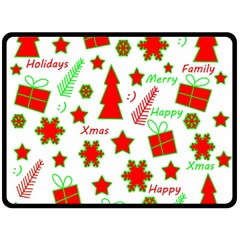 Red And Green Christmas Pattern Double Sided Fleece Blanket (large)  by Valentinaart