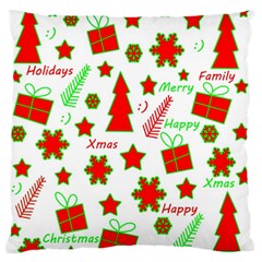 Red And Green Christmas Pattern Large Flano Cushion Case (two Sides) by Valentinaart