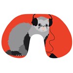 Funny Music Lover Ferret Travel Neck Pillows Back