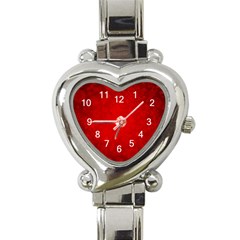 Decorative Red Christmas Background With Snowflakes Heart Italian Charm Watch by TastefulDesigns