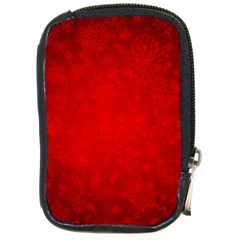 Decorative Red Christmas Background With Snowflakes Compact Camera Cases by TastefulDesigns