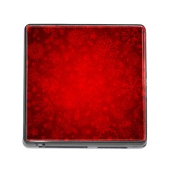 Decorative Red Christmas Background With Snowflakes Memory Card Reader (square) by TastefulDesigns