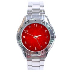 Decorative Red Christmas Background With Snowflakes Stainless Steel Analogue Watch by TastefulDesigns