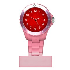 Decorative Red Christmas Background With Snowflakes Plastic Nurses Watch by TastefulDesigns