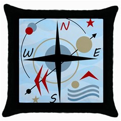 Compass Throw Pillow Case (black) by Valentinaart