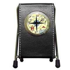 Compass 3 Pen Holder Desk Clocks by Valentinaart