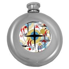 Compass 4 Round Hip Flask (5 Oz) by Valentinaart