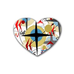 Compass 4 Rubber Coaster (heart)  by Valentinaart