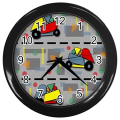 Toy Cars Wall Clocks (black) by Valentinaart