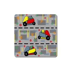 Toy Cars Square Magnet by Valentinaart