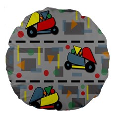 Toy Cars Large 18  Premium Round Cushions by Valentinaart