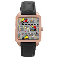 Toy Cars Rose Gold Leather Watch  by Valentinaart