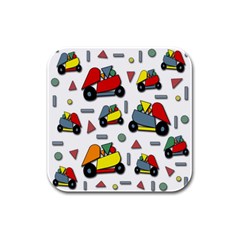 Toy Cars Pattern Rubber Square Coaster (4 Pack)  by Valentinaart