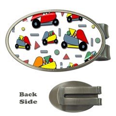 Toy Cars Pattern Money Clips (oval)  by Valentinaart