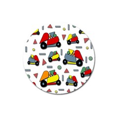 Toy Cars Pattern Magnet 3  (round) by Valentinaart