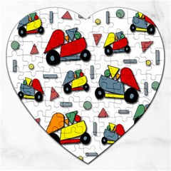 Toy Cars Pattern Jigsaw Puzzle (heart) by Valentinaart