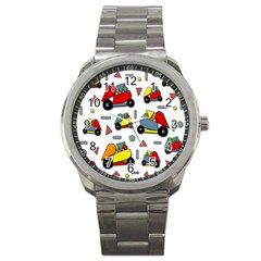 Toy Cars Pattern Sport Metal Watch by Valentinaart