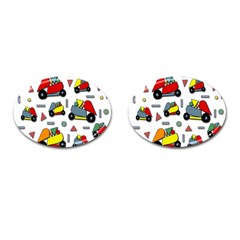 Toy Cars Pattern Cufflinks (oval) by Valentinaart