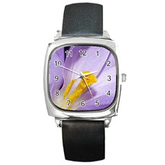 Purple Crocus Square Metal Watch by PhotoThisxyz